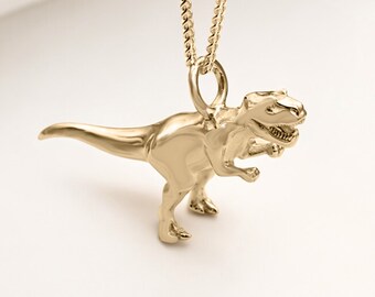 Personalised Gold Plated Sterling Silver T Rex Dinosaur Necklace