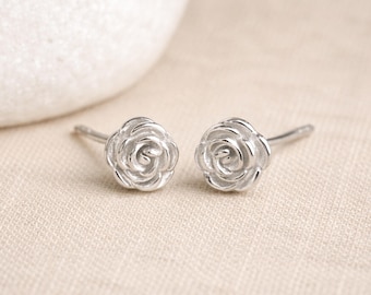 Sterling Silver Rose Stud Earrings – 6mm