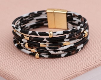 Gold Plated Animal Print Multi Strand Bracelet