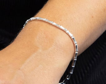 Adjustable Sterling Silver Bamboo Tennis Link Bracelet