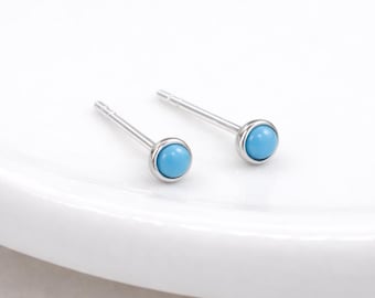 Sterling Silver Turquoise Micro Stud Earrings – 4mm