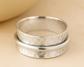 Personalised Wide Sterling Silver Spinner Ring