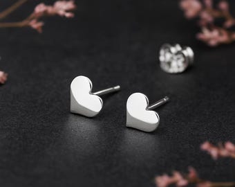 Mini Sterling Silver Heart Stud Earrings