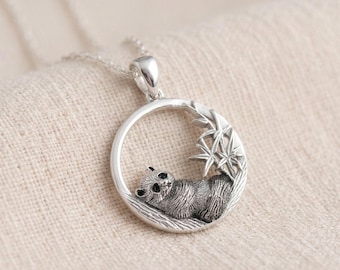 Personalised Panda Pendant Necklace in Sterling Silver