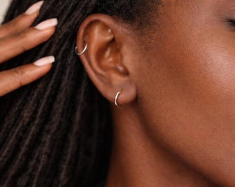 Sterling Silver Huggie Sleeper Hoop Earrings – 10mm