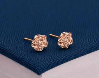 7mm Rose Gold Plated Sterling Silver Rose Stud Earrings