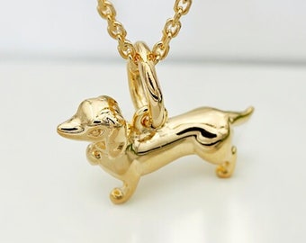 Tiny 18ct Gold Plated Dachshund Necklace