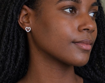 Silver Plated Crystal Heart Studs – 12mm