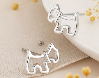 Sterling Silver Scottie Dog Stud Earrings