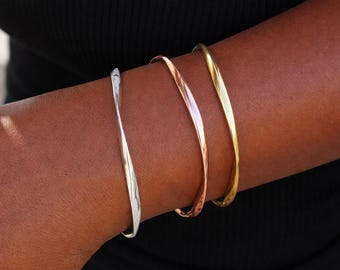 Sterling Silver Soft Twist Bangle - Etsy