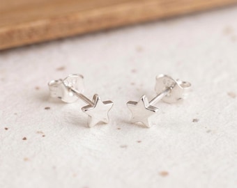 Personalised Tiny Star Stud Earrings in Sterling Silver