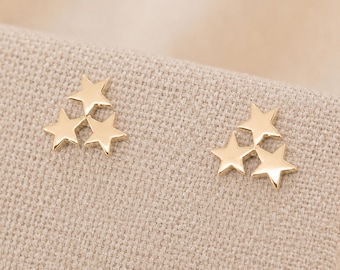 Gold Plated Sterling Silver Galaxy Star Stud Earrings – 8mm
