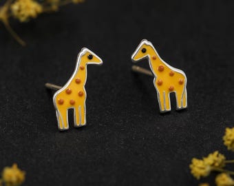 Girls Sterling Silver Giraffe Stud Earrings