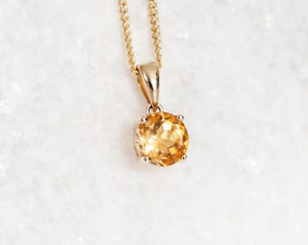 Personalised Solid 9ct Gold November Citrine Birthstone Necklace