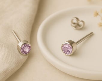 Sterling Silver June Alexandrite Birthstone Stud Earrings