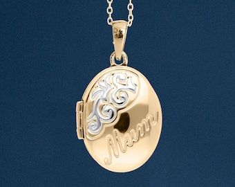 Personalised Solid 9ct Gold Oval Mum Locket