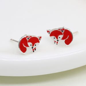 Brincos de raposa em prata esterlina para meninas