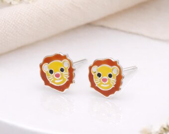 Sterling Silver Lion Stud Earrings – 8mm
