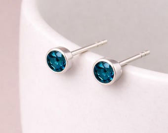 Sterling Silver December Birthstone Stud Earrings – 7mm