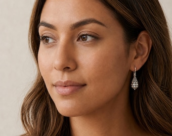 Sterling Silver Teardrop Filigree Balinese Drop Earrings