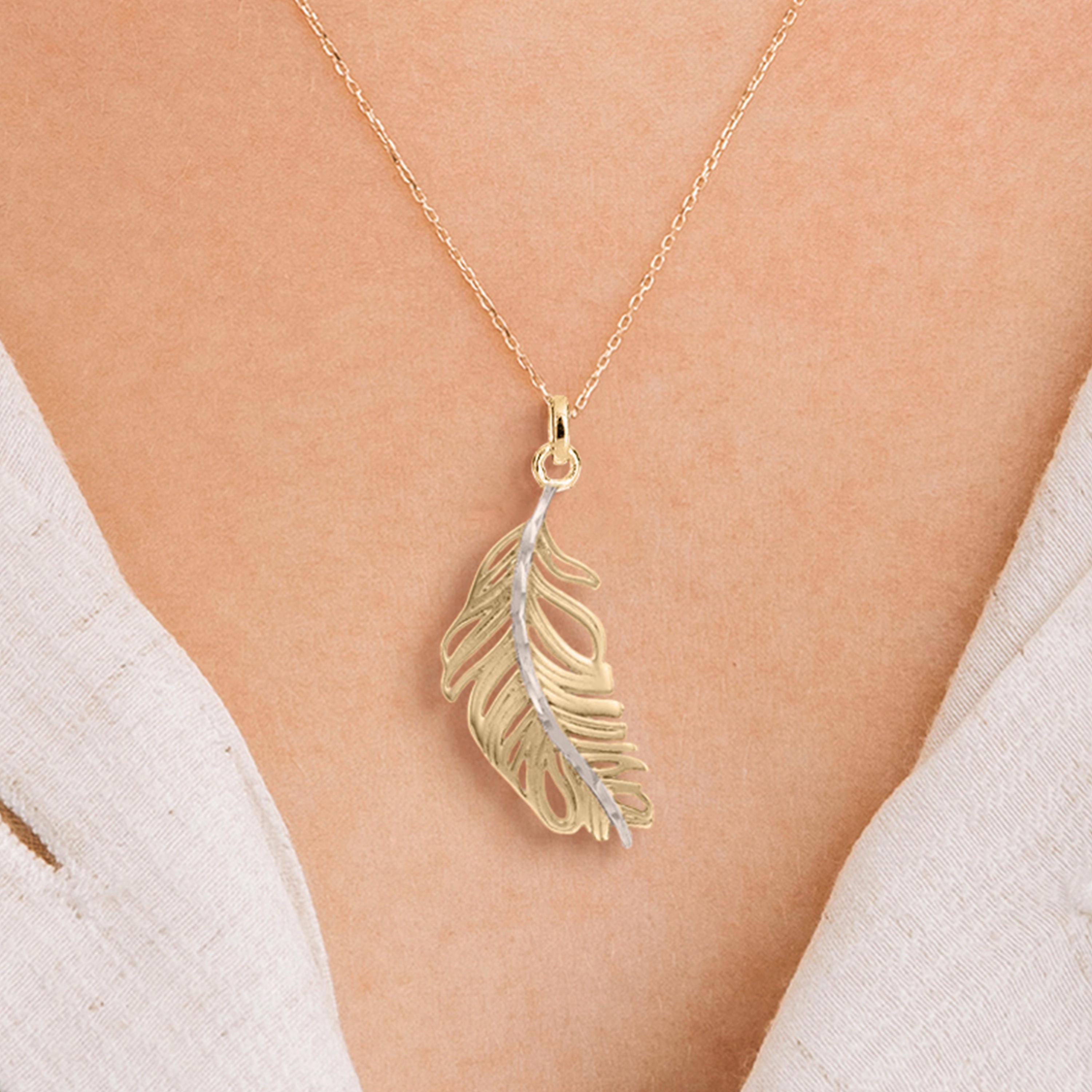 Personalised Solid 9ct Yellow Gold Feather Necklace