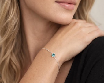 Personalised Sterling Silver December Birthstone Topaz Bracelet