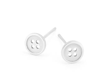Sterling Silver Sewing Button Stud Earrings – 9mm