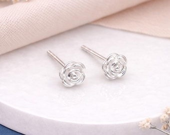 Sterling Silver Rose Stud Earrings – 6mm