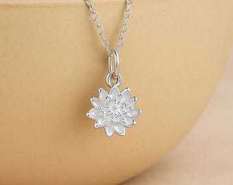 Personalised Sterling Silver November Chrysanthemum Birth Flower Necklace