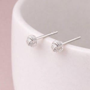 Sterling Silver Micro Love Knot Stud Earrings – 3mm