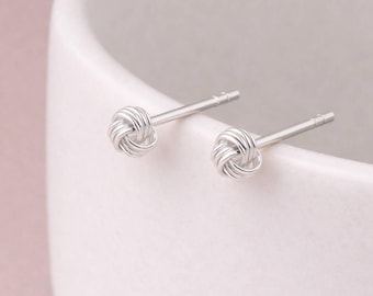 Sterling Silver Micro Love Knot Stud Earrings – 3mm