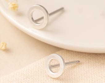 Sterling Silver Karma Circle Stud Earrings