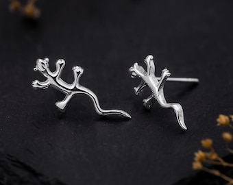 Sterling Silver Gecko Stud Earrings