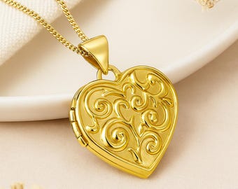 Personalised Solid 9ct Yellow Gold Vintage Heart Locket