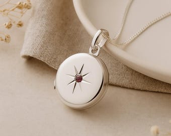Personalised Sterling Silver October Birthstone Locket – Pink Tourmaline