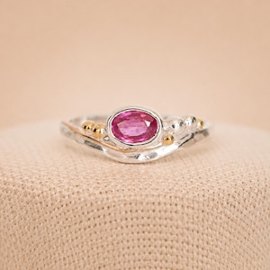 Molten Sterling Silver Ruby Engagement Ring