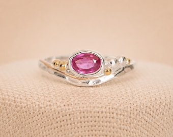 Molten Sterling Silver Ruby Engagement Ring