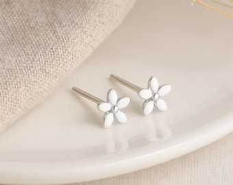 Daisy Stud Earrings • Sterling Silver Flower Studs • Dainty Micro Jewellery • Gift for Her • Hypoallergenic Earrings •