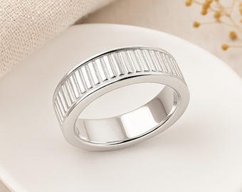 Personalised Mens Sterling Silver Ridged Spinning Ring