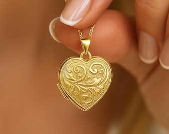Solid 9ct Yellow Gold Love You Always Heart Locket