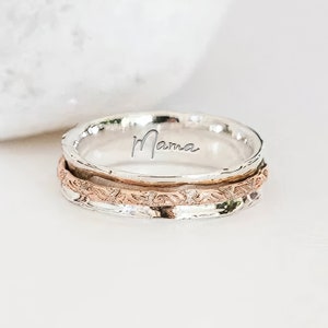 Personalised Sterling Silver And Copper Spinner Ring