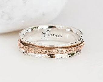 Personalised Sterling Silver And Copper Spinner Ring