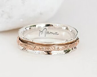 Personalised Sterling Silver And Copper Spinner Ring