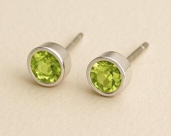 Sterling Silver Peridot Stud Earrings