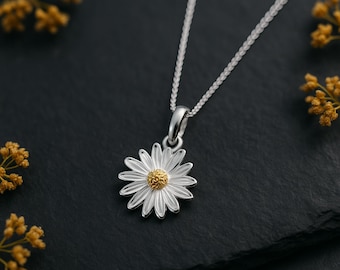 Personalised Sterling Silver April Daisy Birth Flower Necklace