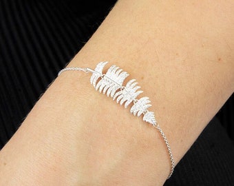 Genuine CZ Palm Leaf Bracelet in Sterling Silver, Palm Tree Jewellery, Tropical Vibes, Nature Inspired