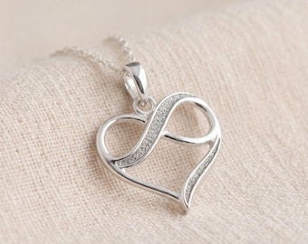 Personalised Infinity Heart Necklace in Sterling Silver