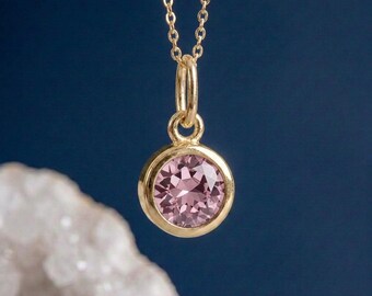 Tiny Personalised June Alexandrite Birthstone Pendant Necklace In Gold Plated Sterling Silver