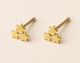 Gold Plated Sterling Silver Galaxy Star Stud Earrings