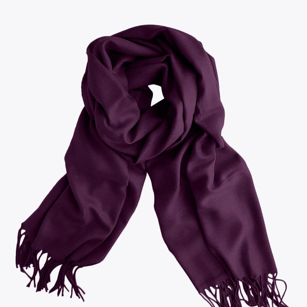 Écharpe pashmina aubergine violet foncé châle violet Wrap écharpe aubergine pour demoiselles d'honneur cadeau châle de mariage aubergine demoiselle d'honneur